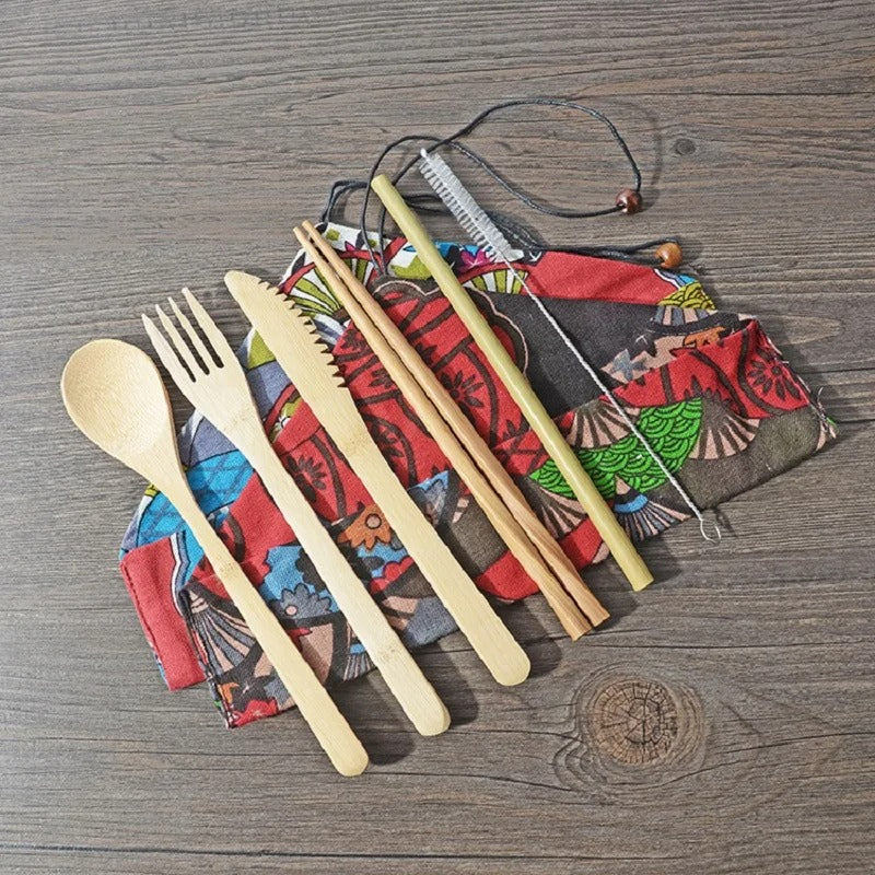 Bamboo Travel Cutlery Set