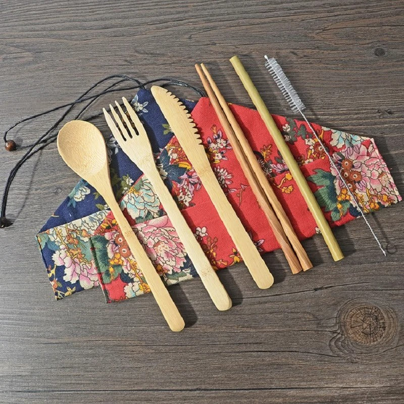 Bamboo Travel Cutlery Set