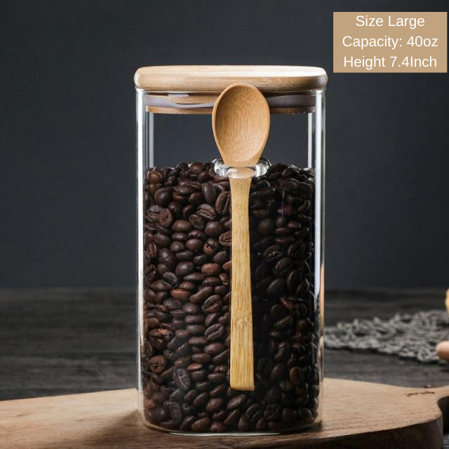 Glass Food Storage Containers with Lids Large Glass Food Storage Jars for  Coffee Bar Tea Sugar (