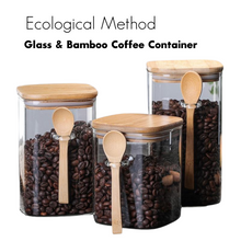 Load image into Gallery viewer, Glass &amp; Bamboo Coffee Container
