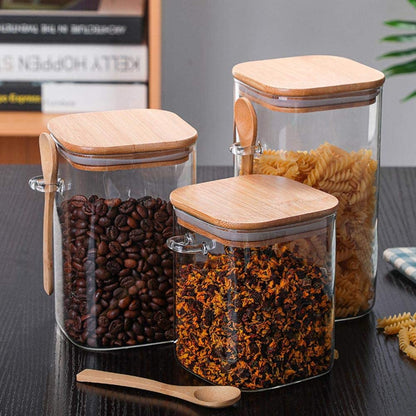 Tzerotone Glass Jars Set,Upgrade Spice Jars with Wood Airtight Lids and Labels, 6oz 12 Piece Small Food Storage Containers for Home Kitchen, Tea, Herbs, Sugar, Salt, Coffee, Flour, Herbs, Grains