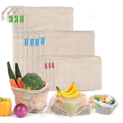 Reusable Cotton Mesh Produce Bags-(3pcs) - EcoLogical Method eco friendly sustainability