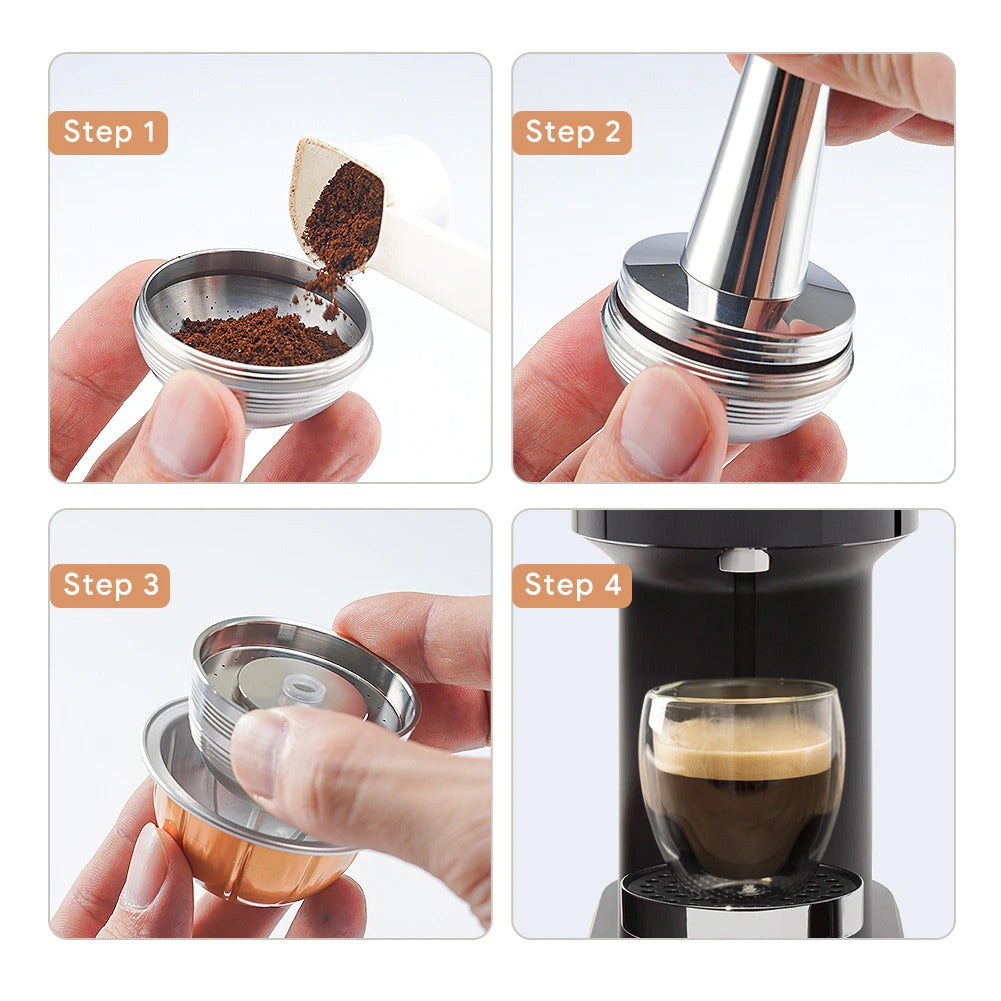 Refillable Coffee Capsule made of Stainless Steel for Refilling - Reusable  Refill Capsules for Nespresso Machines Espresso Capsule with Tamper (Gift