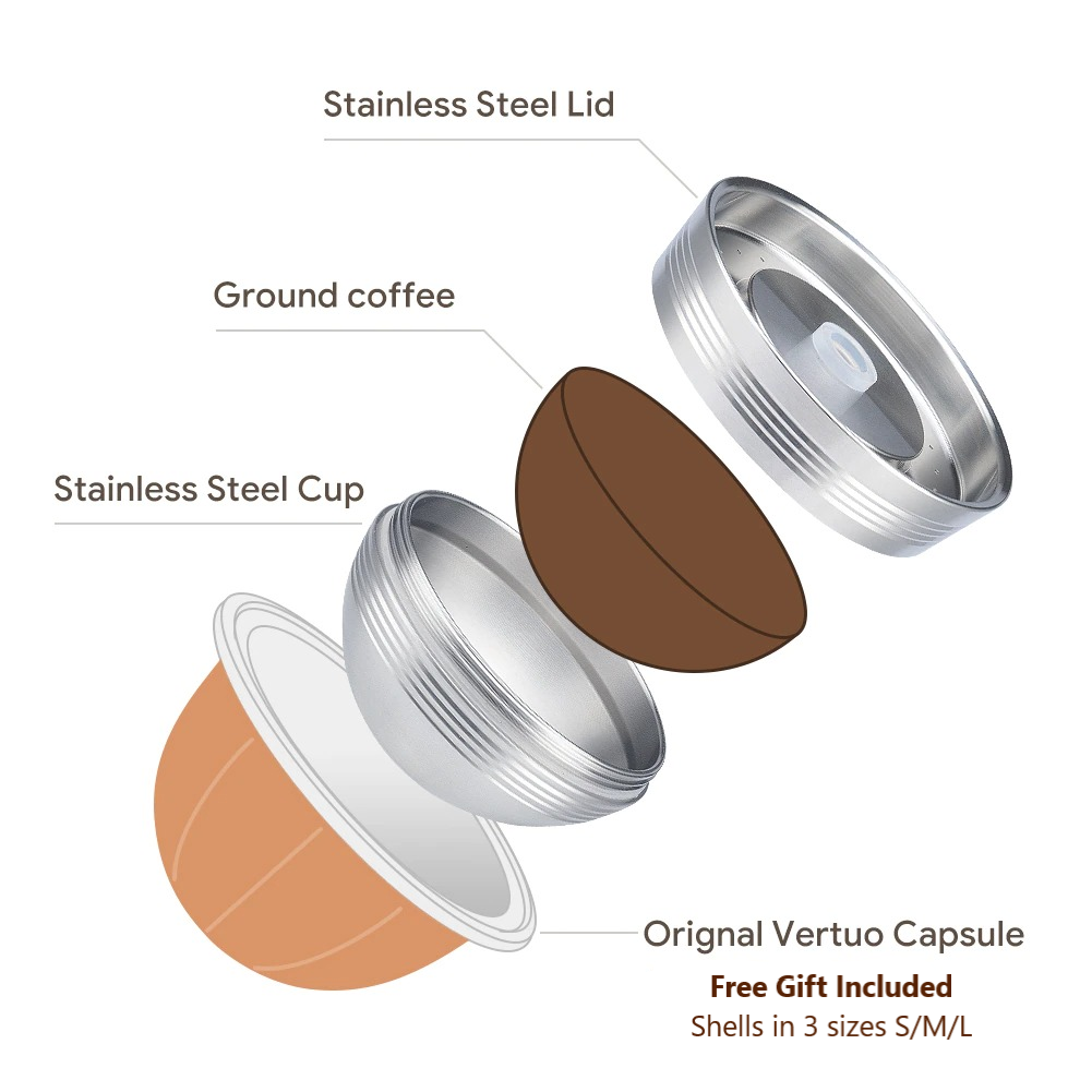 I Cafilas Reusable Coffee Capsules Refillable Pods for Nespresso Vertuoline Vertuo, Size: One Size
