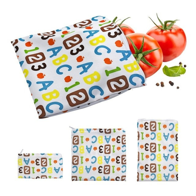 3PCS Ecological Reusable Snack Bag, Best Food Wraps for Sandwich or Snacks. Waterproof Bag Reusable Food Storage Container for Kitchen or Travel.