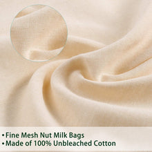 Load image into Gallery viewer, Pro Quality Nut Milk Bag Upgrade Nut Milk Bag Reusable12&quot; x 12&quot; 100% Unbleached Organic Cotton Cheesecloth Bags Strainer for Straining Almond/Soy Milk EcologicalMethod’s Best #1 PRO QUALITY NUT MILK BAG
